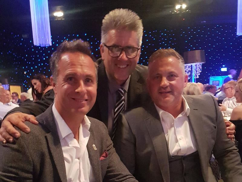 With Michael Vaughan and Darren Gough